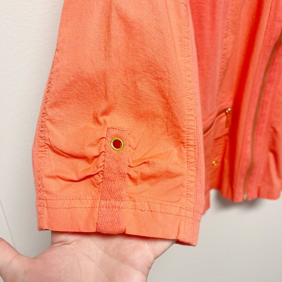 CHICO'S Zip Up Mesh Collared 3/4 Sleeve Top Size 2 or 12 - Picture 6 of 12